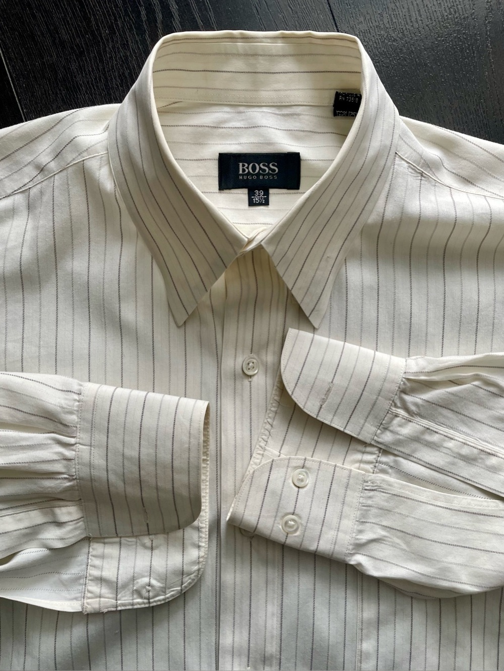 Hugo Boss - all cotton striped dress Size 39 (15.5”neck)